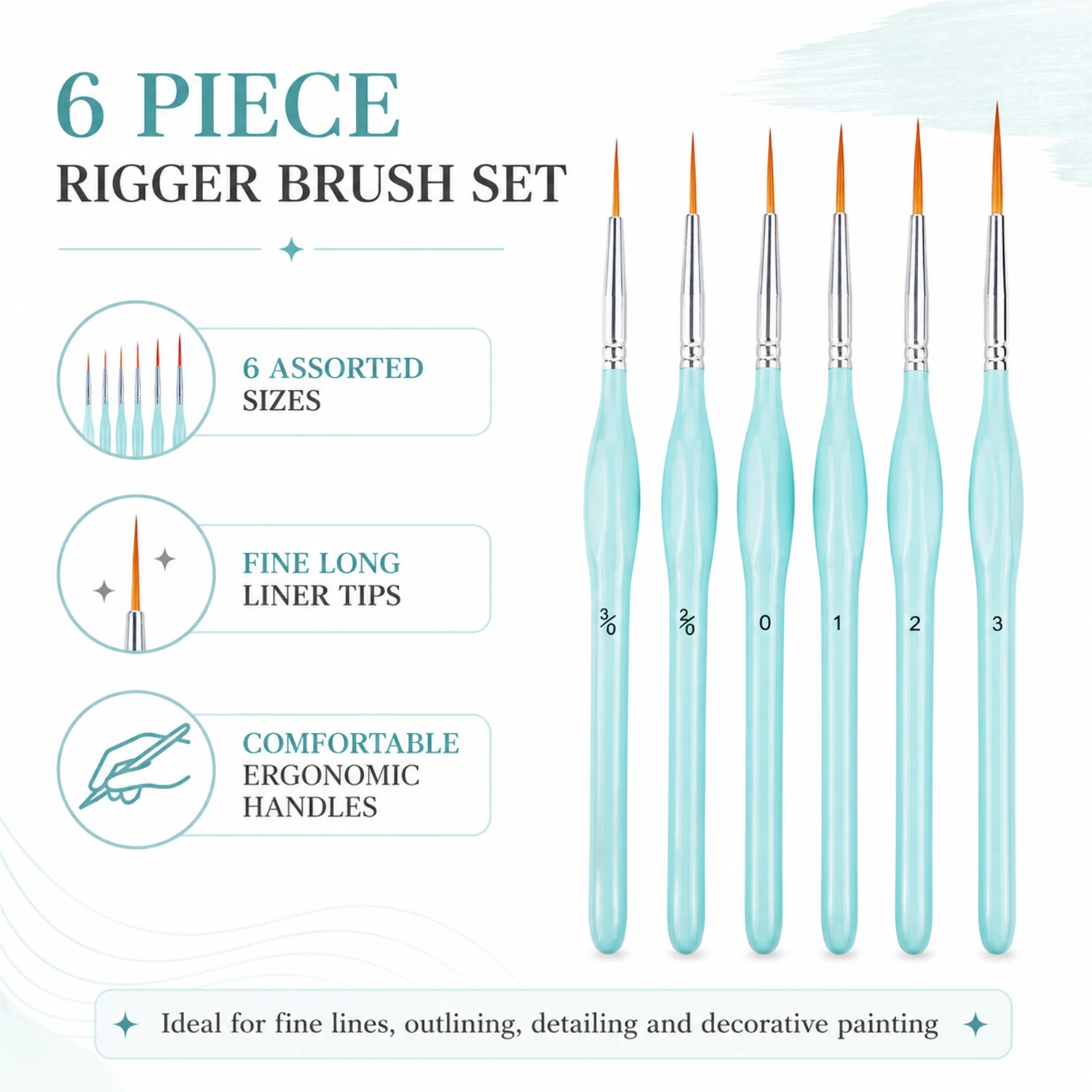 6 buah Set Kuas Lukis Rigger,  - Detailing Brush Set ulasan dan harga